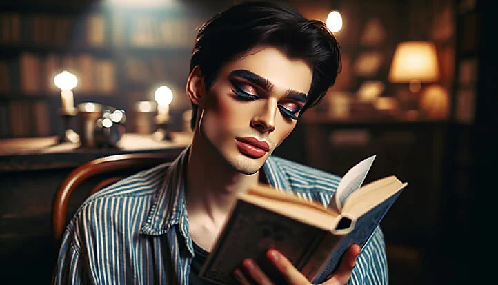 трансгендер читает книгу
